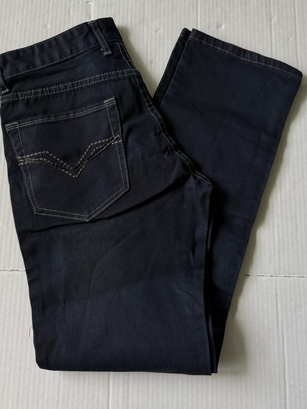 Men’s Jeans BLACK 28x30 Premium Denim Jeans Slim Flex Distressed